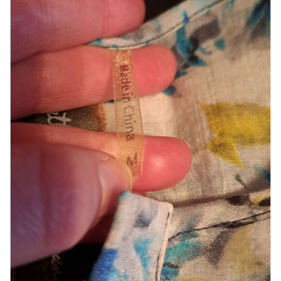 Aratta Silent Journey Blue Purple Floral Scarf Back Blouse Size M Velvet trim - Picture 12 of 14